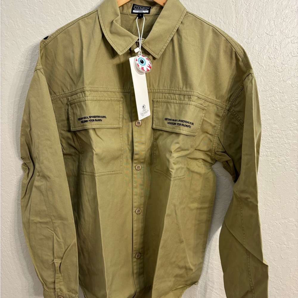 Mishka Keep Watch Militant Button Down Shirt - Light Khaki - Size L